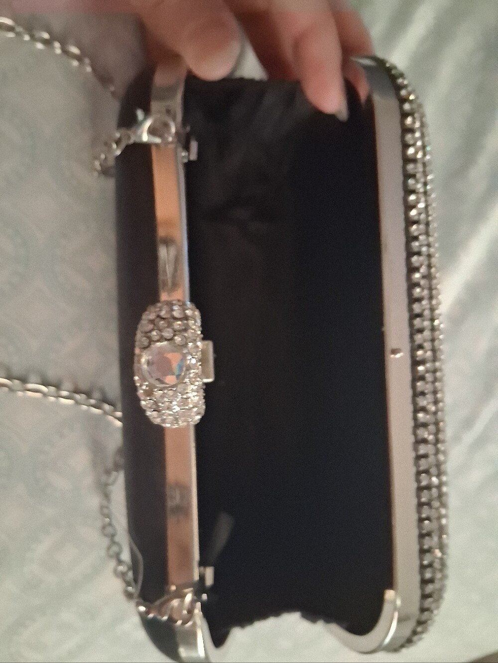 Black Rhinestone Evening Clutch - Unbranded